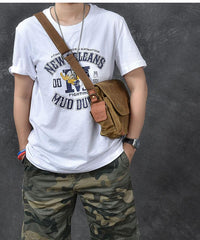 Canvas Leather Mens Womens Dark Gray Vintage Side Bag Khaki Messenger Bag Small Shoulder Bag For Men