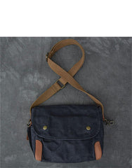 Canvas Leather Mens Womens Dark Gray Vintage Side Bag Khaki Messenger Bag Small Shoulder Bag For Men