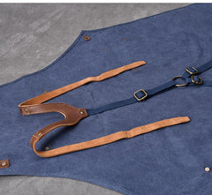 Canvas Leather Mens Womens Blue Craftsman Apron Cafe Staff Apron Work Apron for Men