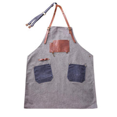 Canvas Leather Mens Womens Gray Craftsman Cafe Staff Clothes Work Apron for Men
