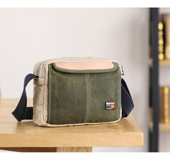 Canvas Leather Mens Womens Green Small 10'' Side Bag Blue Messenger Bag Small Shoulder Bag For Men