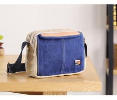 Canvas Leather Mens Womens Green Small 10'' Side Bag Blue Messenger Bag Small Shoulder Bag For Men