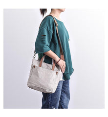 Canvas Leather Mens Womens Large White Handbag Tote Bag Khaki Shoulder Tote Purse For Men