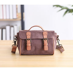 Canvas Leather Womens Green handbag Side Bag Khaki Messenger Bag Small Shoulder Bag For Men