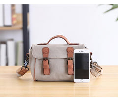 Canvas Leather Womens Green handbag Side Bag Khaki Messenger Bag Small Shoulder Bag For Men