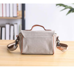 Canvas Leather Womens Green handbag Side Bag Khaki Messenger Bag Small Shoulder Bag For Men