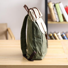 Waxed Canvas Mens Womens 15‘’ Computer Backpack Green School Backpack Hiking Backpack for Men