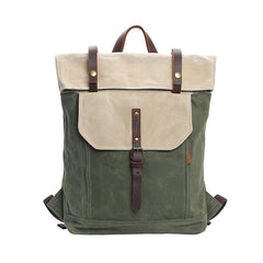 Waxed Canvas Mens Womens 15‘’ Computer Backpack Green School Backpack Hiking Backpack for Men
