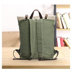 Waxed Canvas Mens Womens 15‘’ Computer Backpack Green School Backpack Hiking Backpack for Men