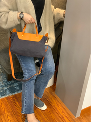 Vintage WOmens Canvas Leather Handbag Shopper Purse Shoulder Side Purse for Ladies