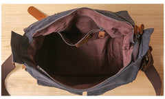 Canvas Mens 14'' Side Bag Courier Bag Gray Postman Bag Messenger Bag for Men