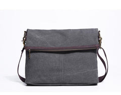 Canvas Mens 13‘’ Side Bag Courier Bag Gray Postman Bag Messenger Bag for Men