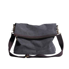 Canvas Mens 13‘’ Side Bag Courier Bag Gray Postman Bag Messenger Bag for Men
