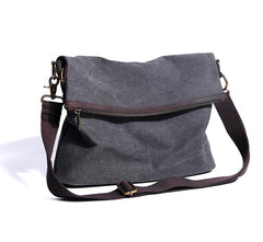 Canvas Mens 13‘’ Side Bag Courier Bag Gray Postman Bag Messenger Bag for Men