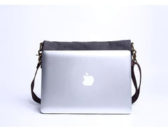 Canvas Mens 13‘’ Side Bag Courier Bag Gray Postman Bag Messenger Bag for Men