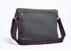 Canvas Mens 13‘’ Side Bag Courier Bag Gray Postman Bag Messenger Bag for Men
