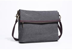 Canvas Mens 13‘’ Side Bag Courier Bag Gray Postman Bag Messenger Bag for Men