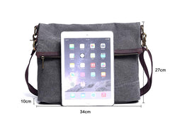 Canvas Mens 13‘’ Side Bag Courier Bag Gray Postman Bag Messenger Bag for Men