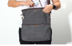 Canvas Mens 13‘’ Side Bag Courier Bag Gray Postman Bag Messenger Bag for Men