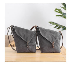 Canvas Mens Womens Casual Gray 12‘’ Shoulder Bag Courier Bag Side Bag Messenger Bag for Men