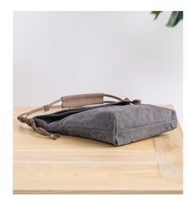 Canvas Mens Womens Casual Gray 12‘’ Shoulder Bag Courier Bag Side Bag Messenger Bag for Men
