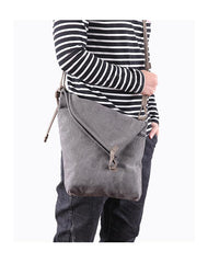 Canvas Mens Womens Casual Gray 12‘’ Shoulder Bag Courier Bag Side Bag Messenger Bag for Men