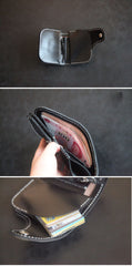 Tooled Arowana Handmade Leather Mens billfold Biker Wallets BIfold SMall Wallet For Men