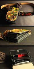 Tooled Carp Handmade Leather Mens Belt Pouch Waist Bag Belt Phone Bag Mobile Bag For Men