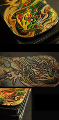 Tooled Carp Handmade Leather Mens Belt Pouch Waist Bag Belt Phone Bag Mobile Bag For Men