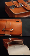 Handmade Black Brown Leather Mens Waist Bag Belt Pouch Phone Hip Bag For Men