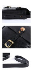 Casual Black Leather Mens Cool Square Side Bag Messenger Bag Vertical Brown Small Postman Courier Bag for Men