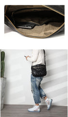 Casual Black Leather Mens Cool Side Bags Messenger Bag Brown Postman Courier Bags for Men