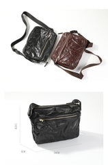 Casual Black Leather Mens Cool Side Bags Messenger Bag Brown Postman Courier Bags for Men