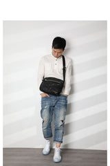 Casual Black Leather Mens Cool Side Bags Messenger Bag Brown Postman Courier Bags for Men