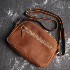 Casual Leather Mens Brown Side Bag Small Messenger BAG Brown Courier Bag FOR MEN