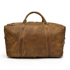 Casual Brown Leather Men Handbag Overnight Bags Travel Bags Weekender Bags For Men