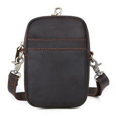 Casual Brown Leather Belt Pouch Mini Messenger Bag Men's Small Side Bag Phone Holster For Men
