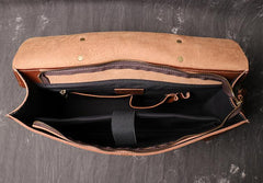Casual Leather Men's Brown Professional Briefcase 15‘’ Laptop Handbag Business Bag For Men
