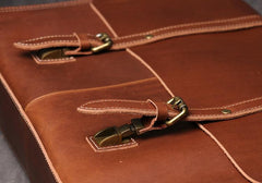 Casual Leather Men's Brown Professional Briefcase 15‘’ Laptop Handbag Business Bag For Men