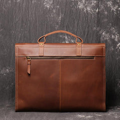 Casual Leather Men's Brown Professional Briefcase 15‘’ Laptop Handbag Business Bag For Men