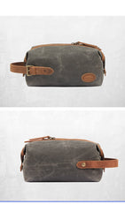 Waxed Canvas Leather Men's Clutch Purse Navy Blue Casual Clutch Bag Hand Bag For Men