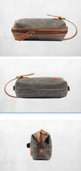 Waxed Canvas Leather Men's Clutch Purse Navy Blue Casual Clutch Bag Hand Bag For Men