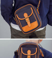 Casual Navy Blue Canvas MENS Vertical SIDE BAG COURIER BAG Vertical MESSENGER BAG FOR MEN