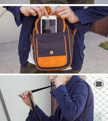 Casual Navy Blue Canvas MENS Vertical SIDE BAG COURIER BAG Vertical MESSENGER BAG FOR MEN