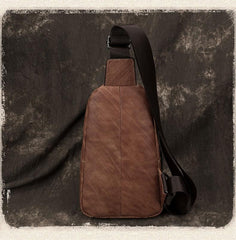 Casual Brown Sling Bag LEATHER MENS Sling - Stitching Detail
