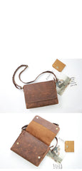 Cool Black Leather Mens 10 inches Courier Bags Coffee Brown Messenger Bags Postman Bag For Men