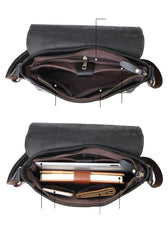 Cool Black Leather Mens 10 inches Courier Bags Coffee Brown Messenger Bags Postman Bag For Men
