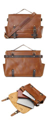 Vintage Dark Brown Leather Mens 14 inches Briefcase Black Work Briefcase Handbag For Men