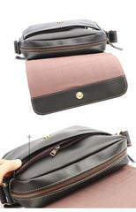 Cool Black Leather Mens Small Courier Bags Black Messenger Bags Brown Postman Bags For Men