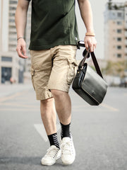 Cool Black Leather Mens Small Courier Bags Black Messenger Bags Brown Postman Bags For Men